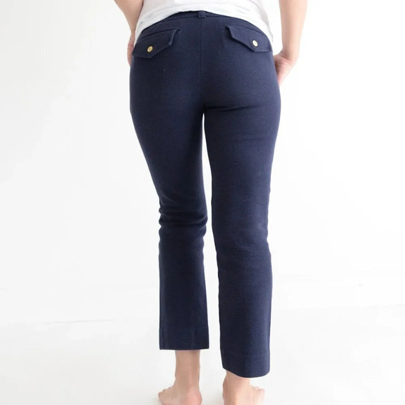 Tory Burch Navy Straight Leg Crop Pants Size 4 - Picture 4 of 16